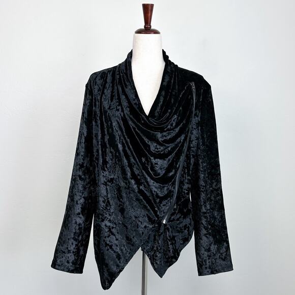 Anthropologie Blank NYC Moto Zipper Cowl Velvet Jacket - Picture 1 of 8